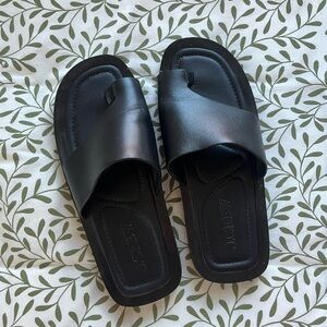 J. Crew square toe-loop slides